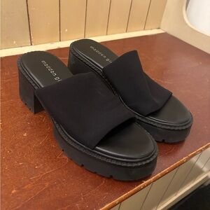 Madden Girl Black Chunky Heel Mules